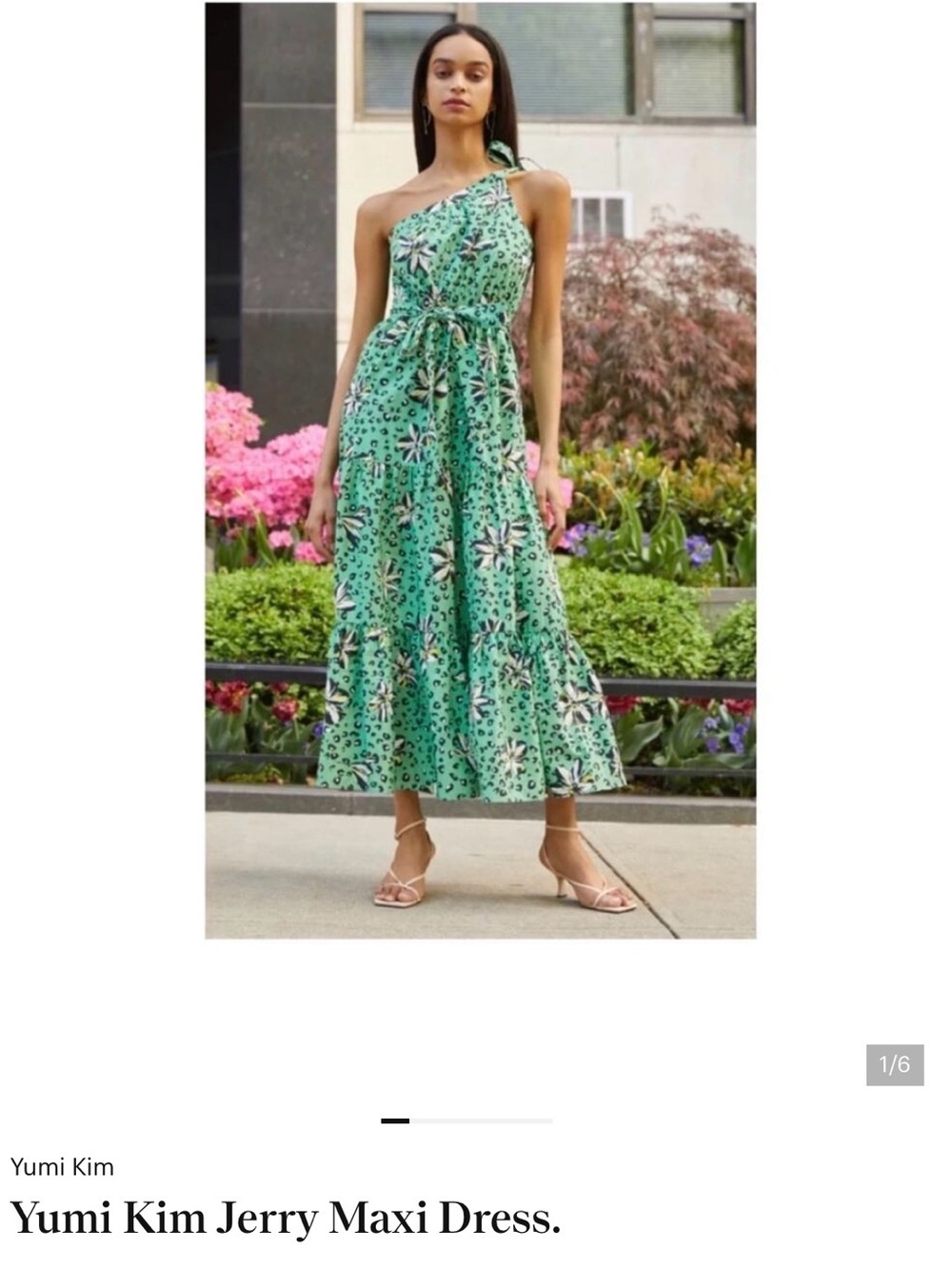 Yumi Kim One-Shoulder Mint Green Floral Maxi Dress